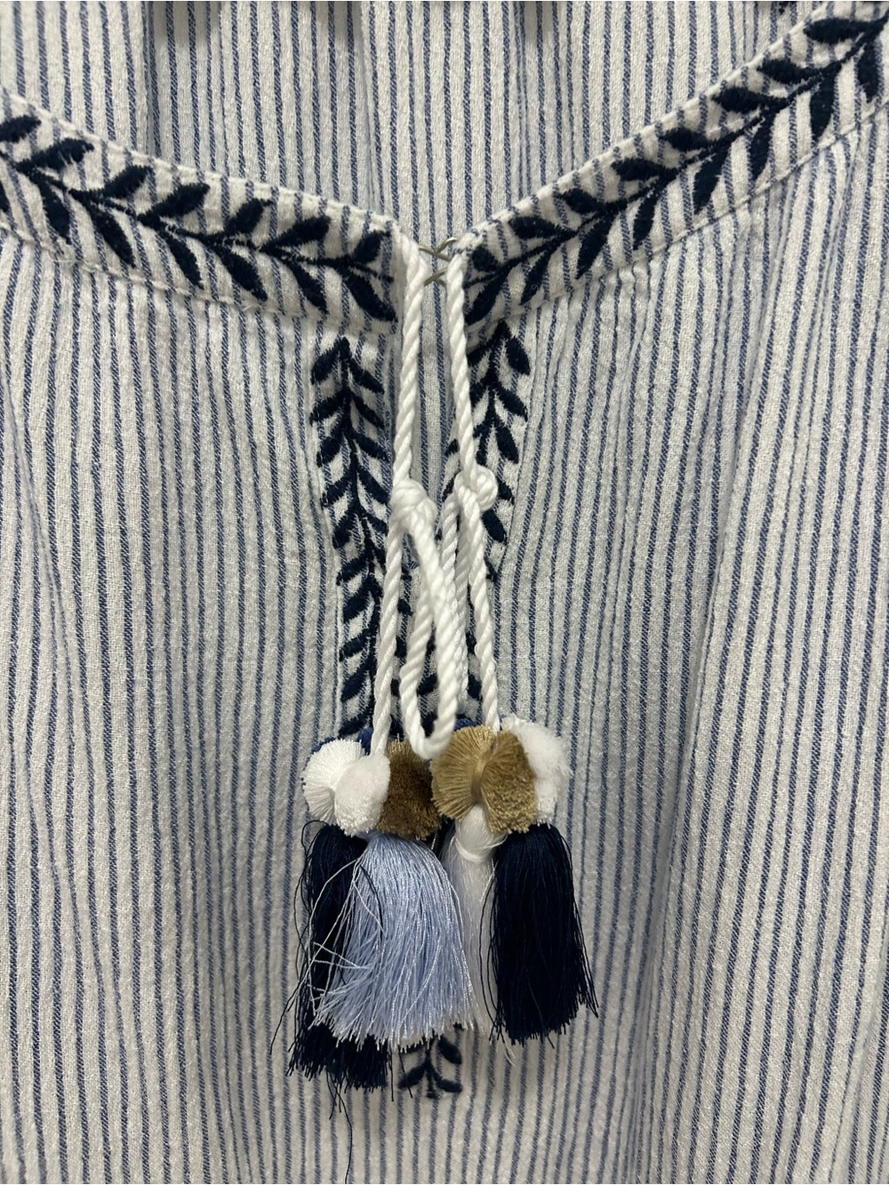 J. Jill Embroidered Striped Tunic Dress Cover-Up Blue White Size XL - Picture 3 of 10